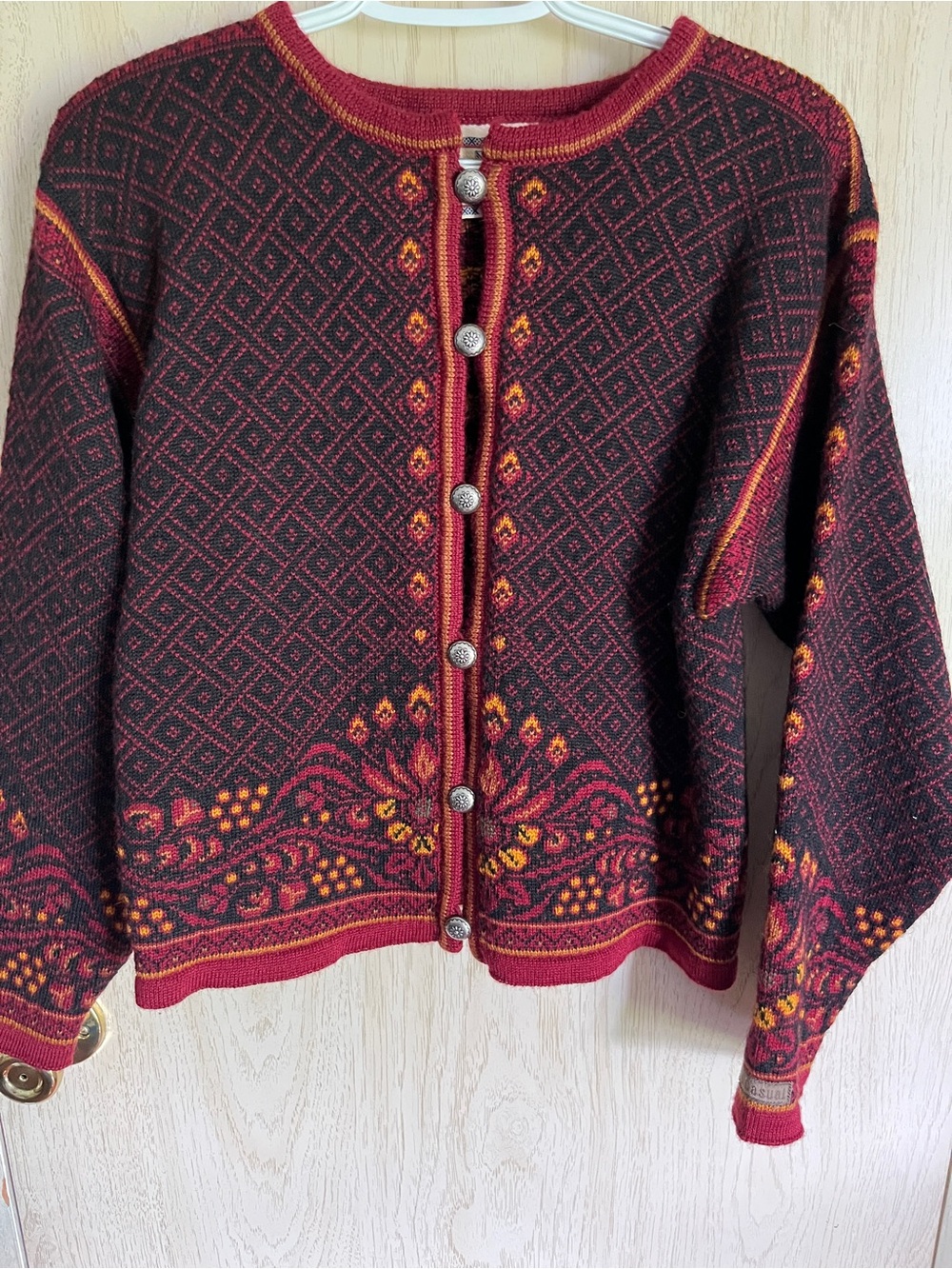 DALE OF NORWAY Dale Casual Cardigan Wool Floral Vintage Sweater Button Women's S